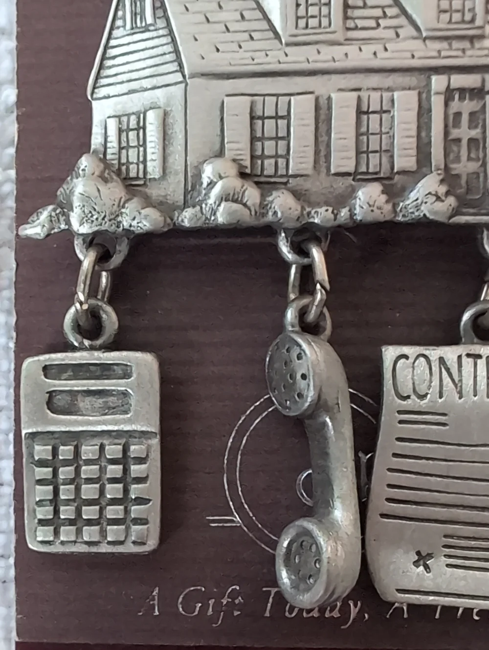 JONETTE JEWELRY Vintage Pewter Real Estate Novelty Pin